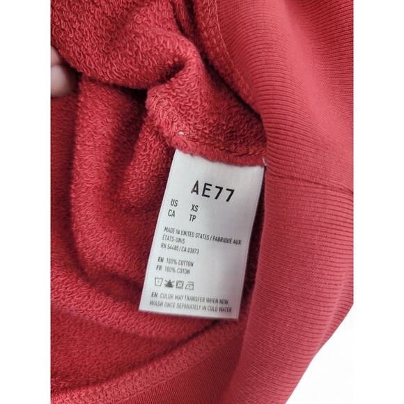 AE77 Unisex Distressed Crewneck Sweatshirt XS Red 100% Cotton Made in USA NWT - Picture 4 of 5